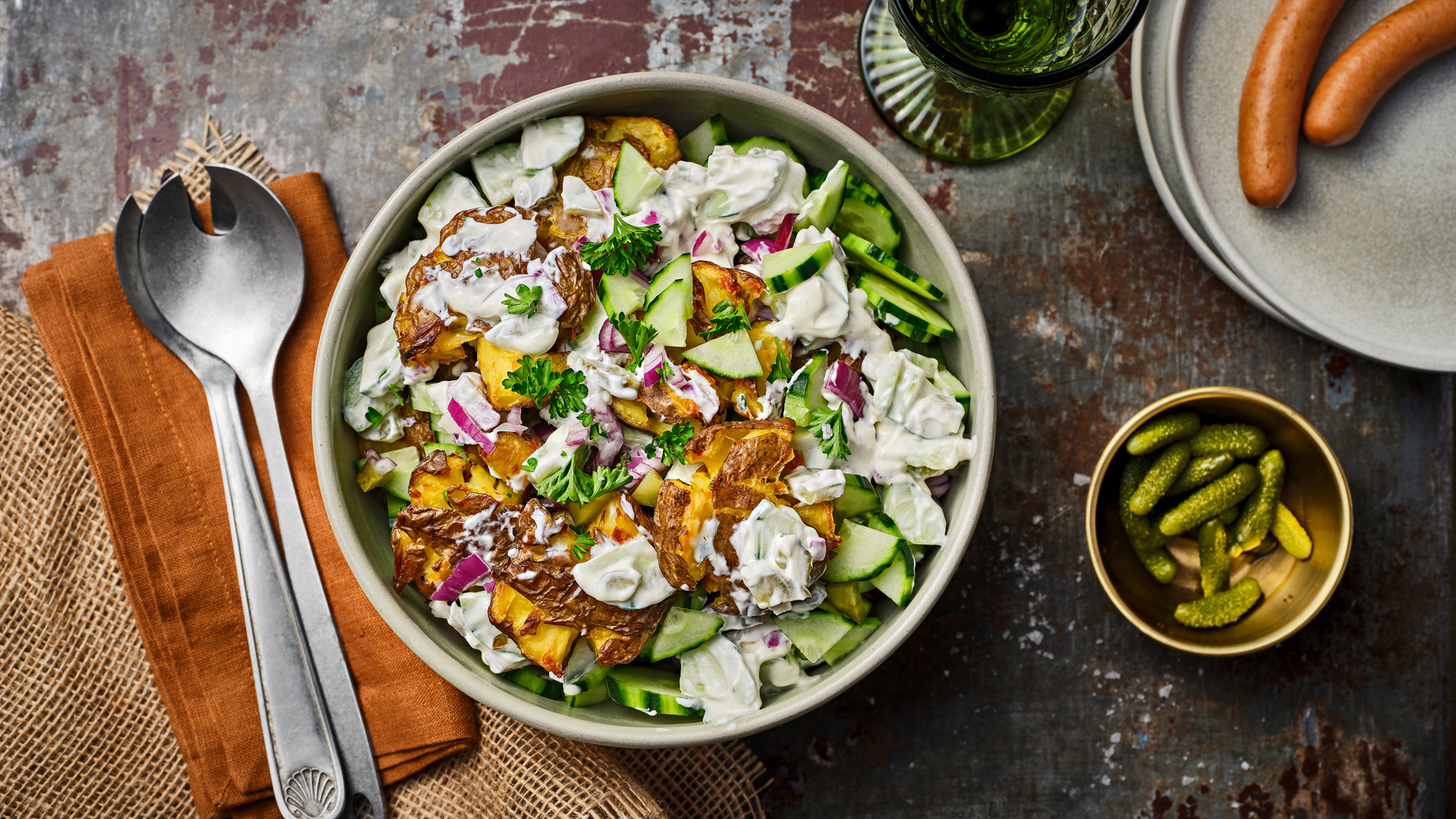 Smashed Potato Salat mit FrühlingsQuark