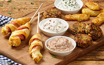 Norddeutsche Tapas-Platte mit 3erlei Aioli