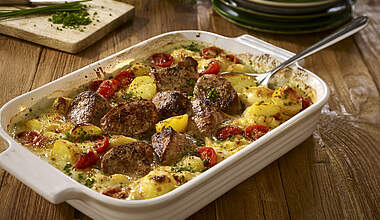 Saftiger Schweinefilet-Kartoffel-Auflauf