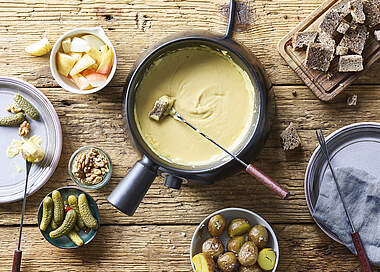Würzig-kräftiges Käsefondue mit Weißwein