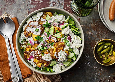 Smashed Potato Salat mit FrühlingsQuark