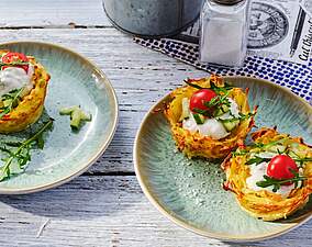 Rezept für Kartoffelnester mit bunter Füllung für Ostern Kartoffelnester mit bunter Füllung für Ostern
