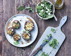 Gefüllte Frischkäse-Champignons