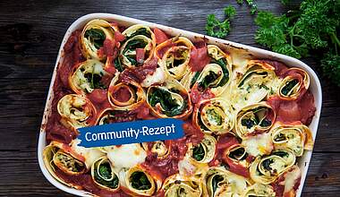 Überbackene Hähnchen-Wraps mit Risoni-Nudeln