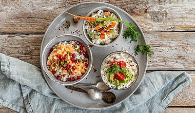 3 schnelle Protein-Bowls mit körnigem Frischkäse