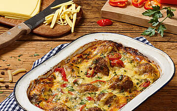 Makkaroni-Hackbällchen-Auflauf