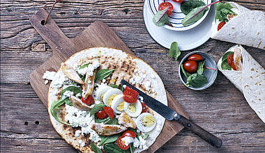 Eiweiß-Wraps mit Körnigem Frischkäse