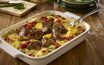 Saftiger Schweinefilet-Kartoffel-Auflauf
