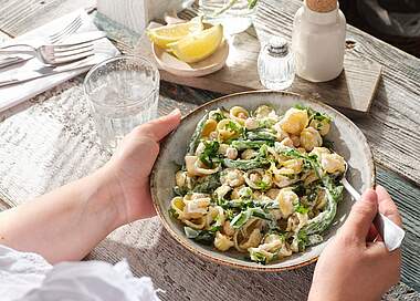 Vegane Creamy Pasta mit Kichererbsen