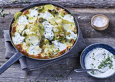 Vegetarische Kartoffel-Lauch Frittata