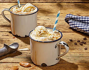 Rezept für Eiskaffee mit Karamellschaum Eiskaffee mit Karamellschaum