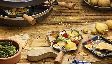 Raclette-Pfännchen España mit Chorizo und Piementos