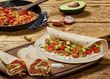 Hackfleisch-Tomaten-Wraps