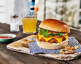 Crispy Veggie Burger mit Linsen und Champignons