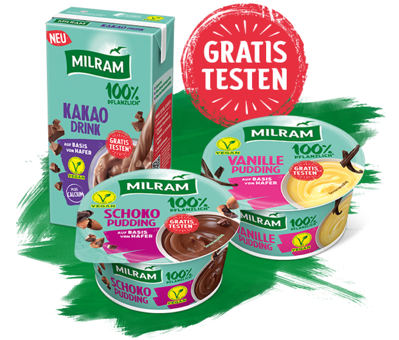 Milram Kakao oder Pudding 100 % pflanzlich - GRATIS TESTEN dank GELD-ZURÜCK-AKTION Pudding & Kakao 100 % pflanzlich*