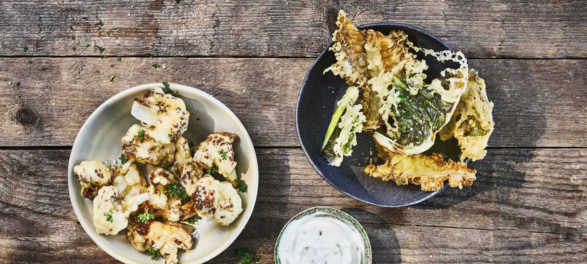 Rezeptbild für Tempura vom Blumenkohl mit Strunk & Blättern