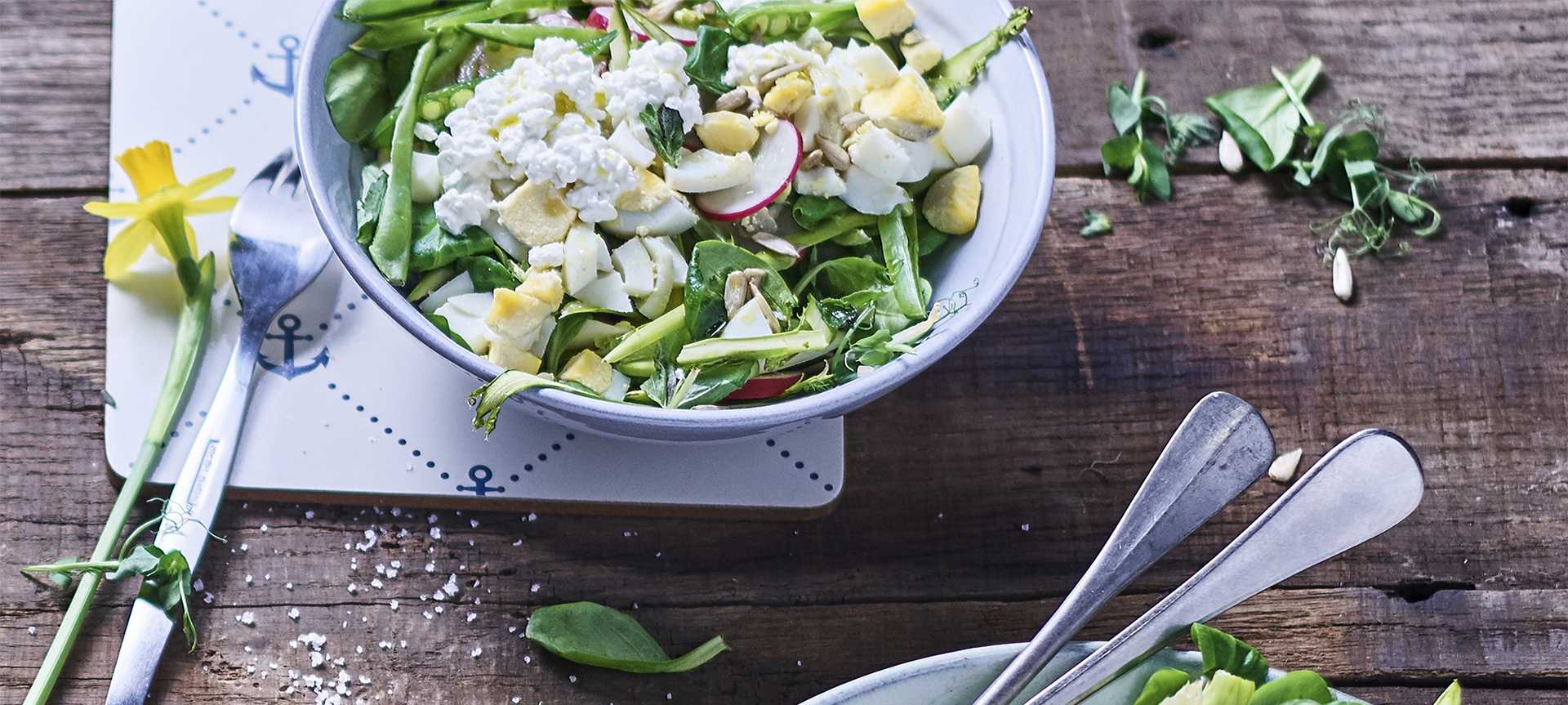 Rezeptbild für Leckerer Spargelsalat mit Ei und Körnigem Frischkäse