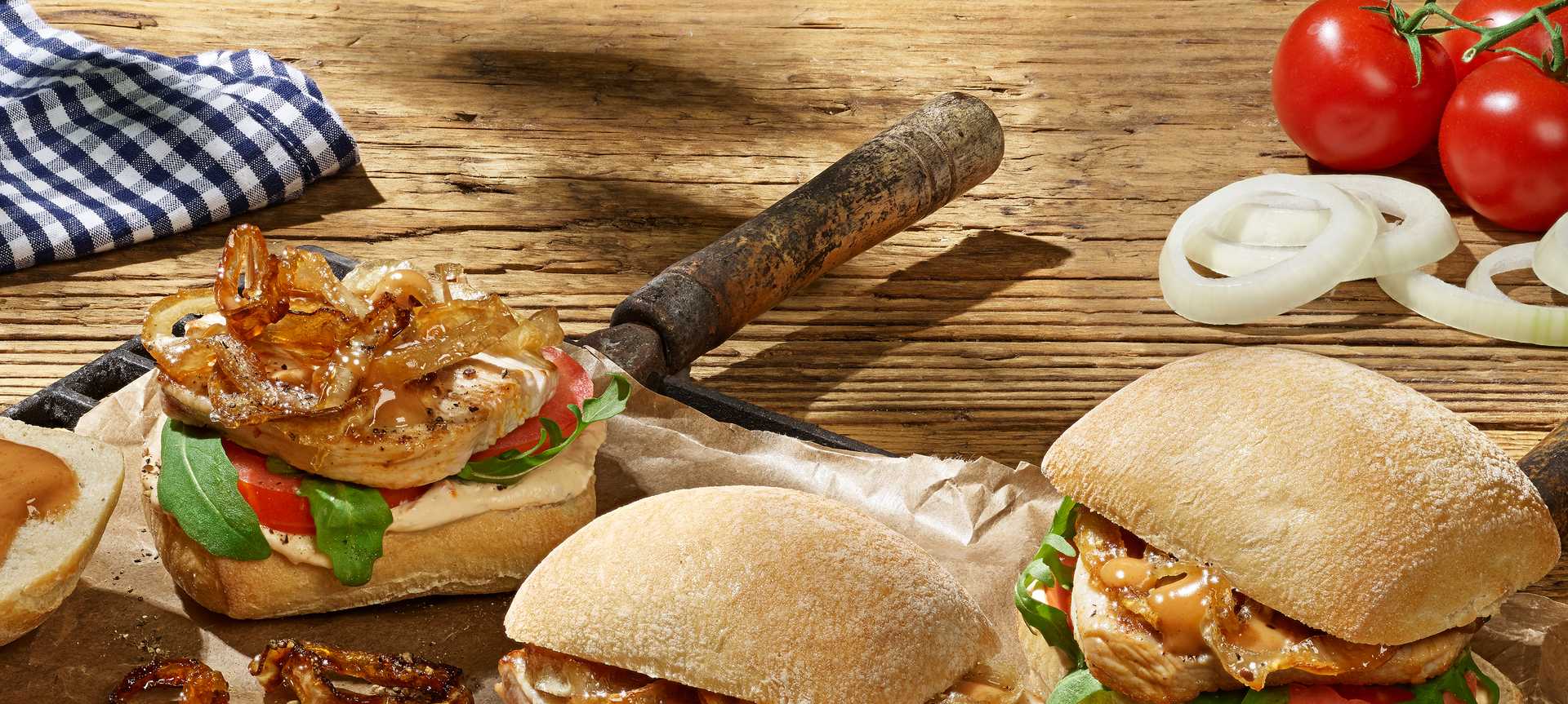 Rezeptbild für Ciabatta-Burger mit Hähnchen und Rucola