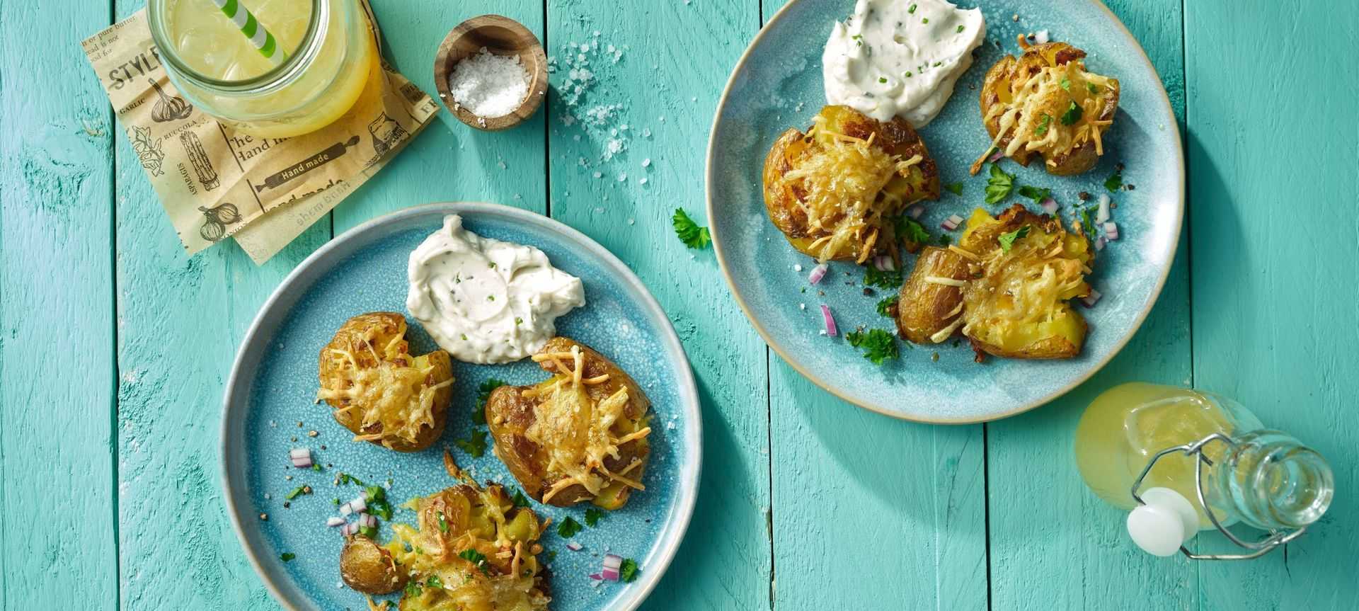 Rezeptbild für Vegetarische Smashed Potatoes