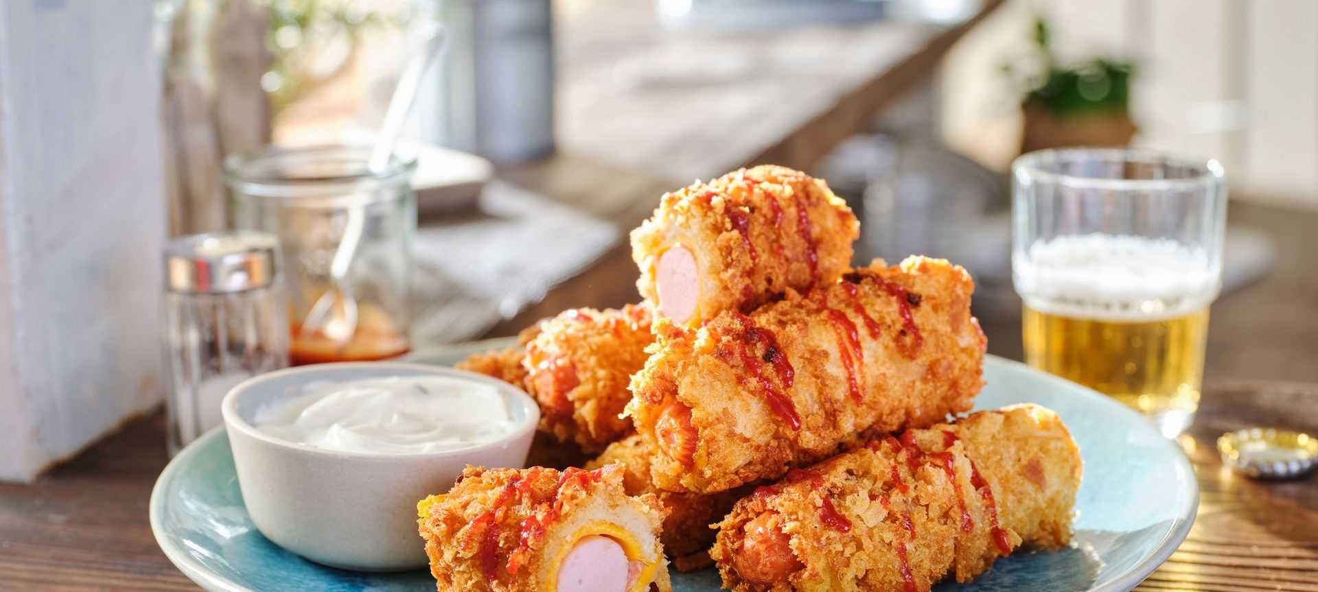 Rezeptbild für Knusprige Toast Hot Dogs