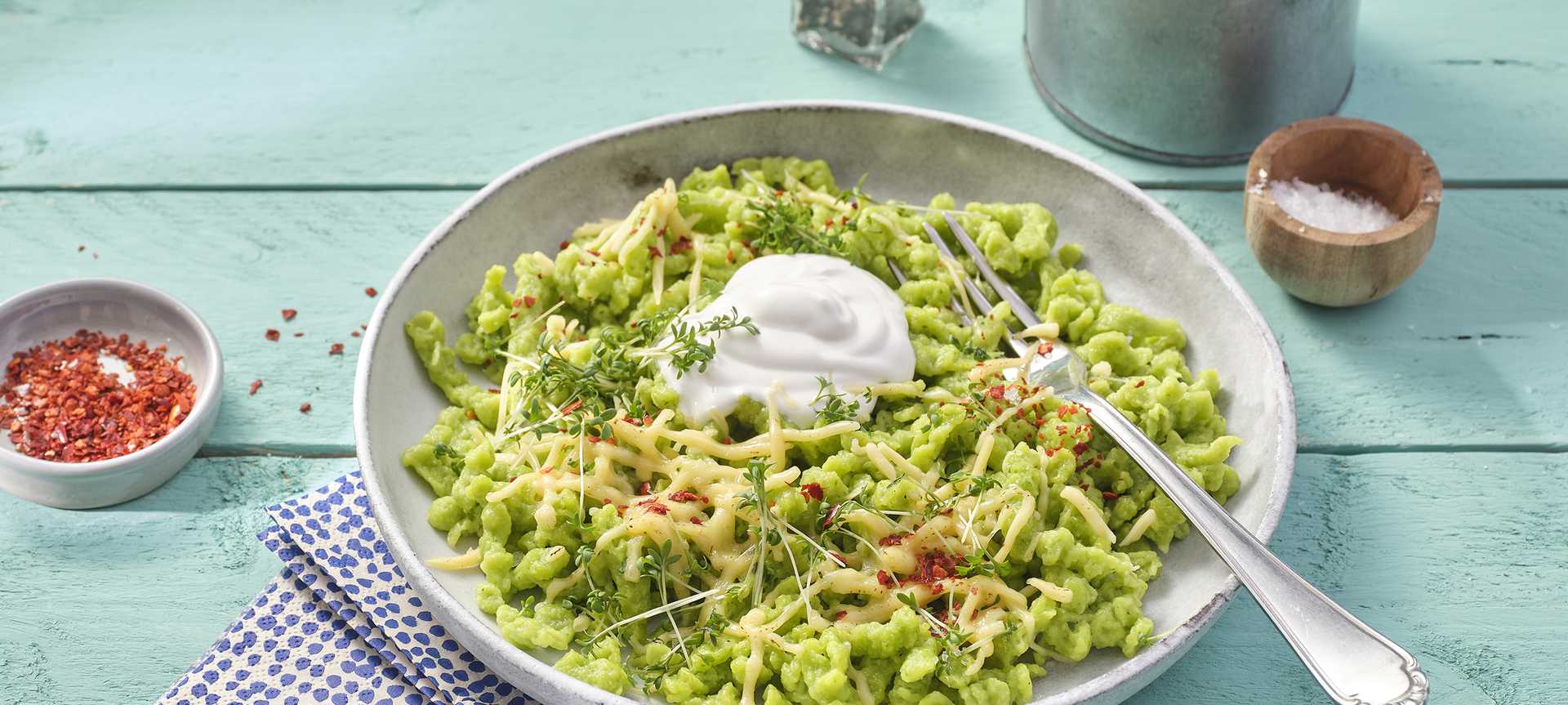 Rezeptbild für Vegetarische Bärlauchspätzle