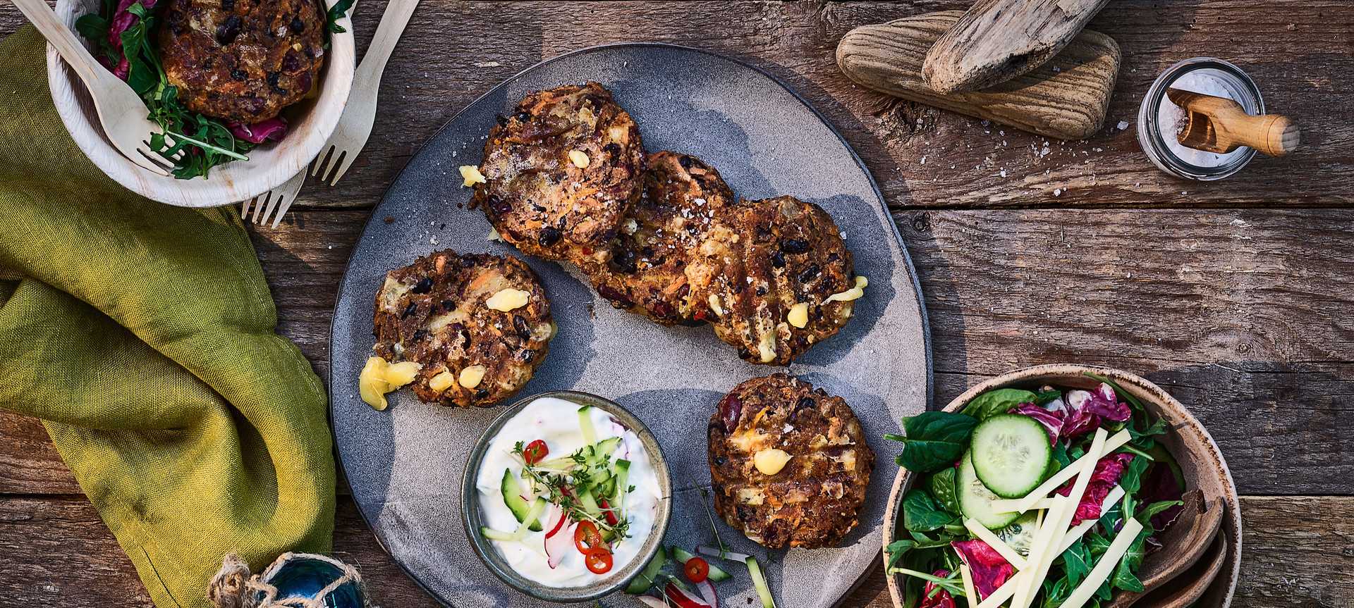 Rezeptbild für Vegetarische Patties mit Käsefüllung