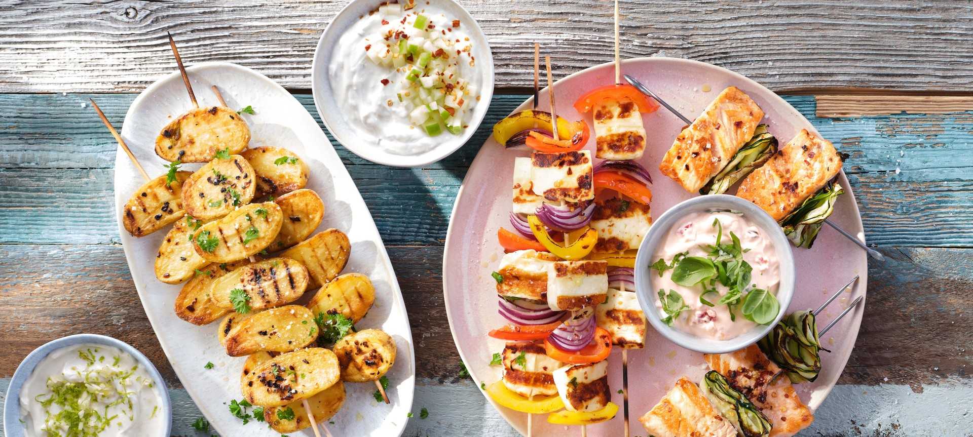 Rezeptbild für Grillspieße mit schnellen Dips