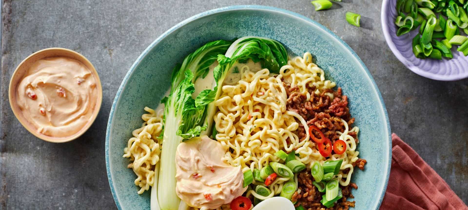 Rezeptbild für Spicy Ramen Nudeln mit Knobi&ChiliQuark