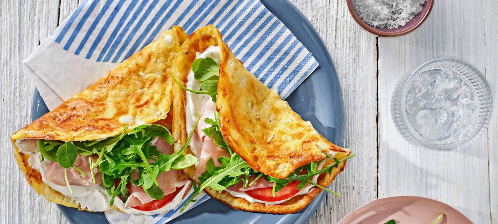 Rezeptbild für Low Carb Protein Wraps mit Schinken