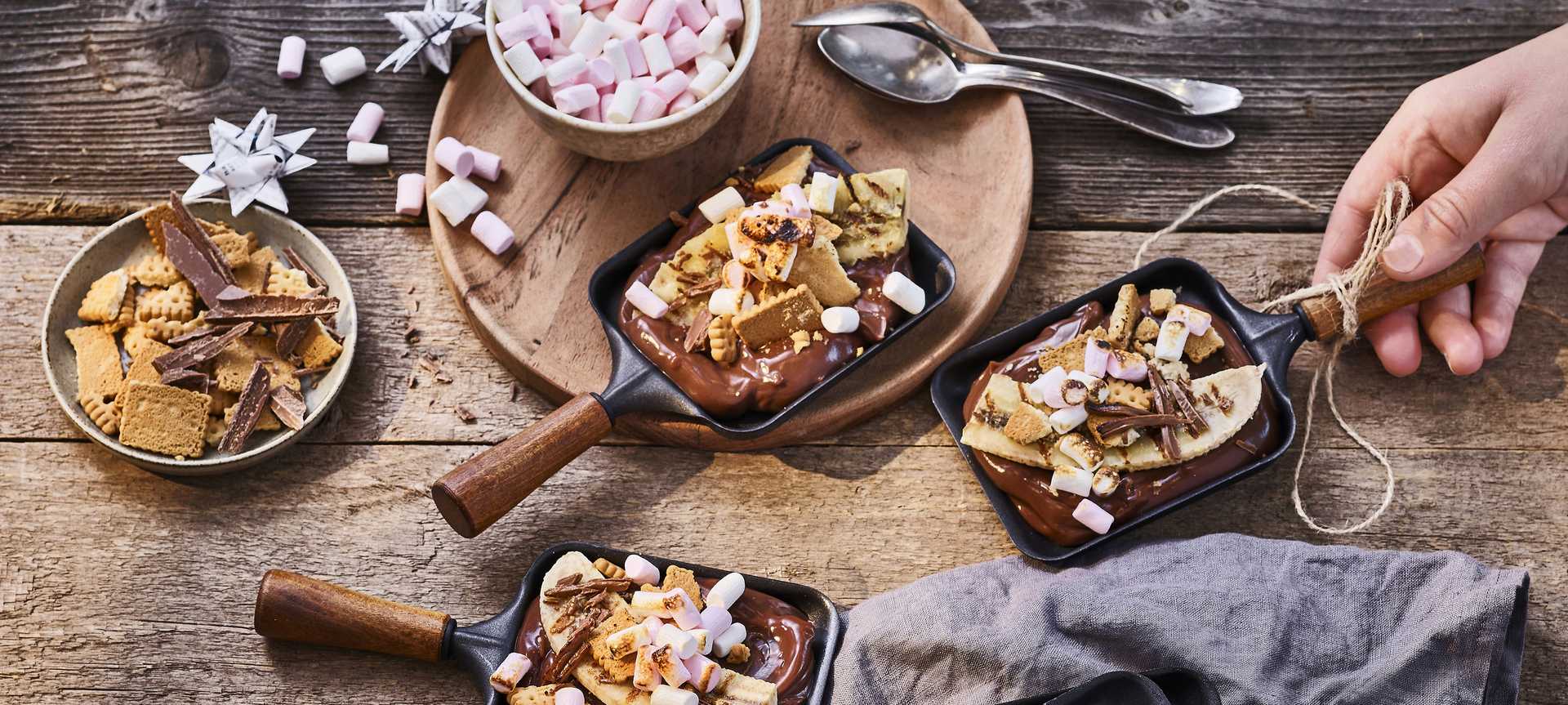 Rezeptbild für Süßes Schoko-Banane-Raclette-Pfännchen