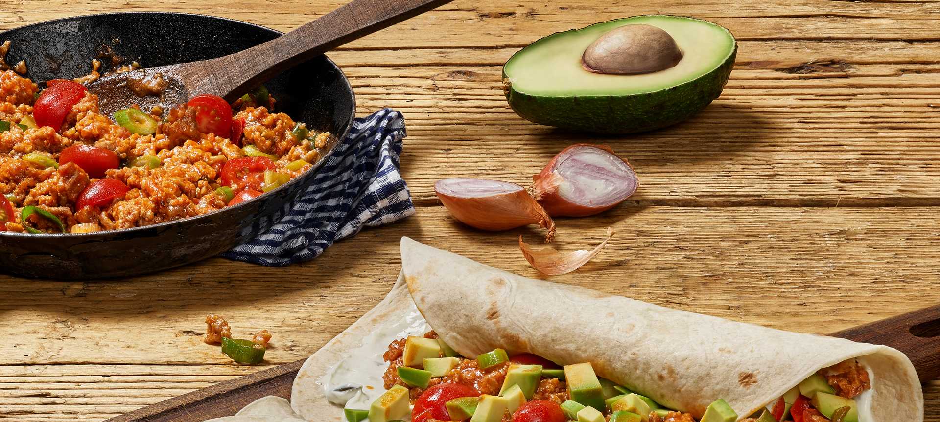 Rezeptbild für Hackfleisch-Tomaten-Wraps