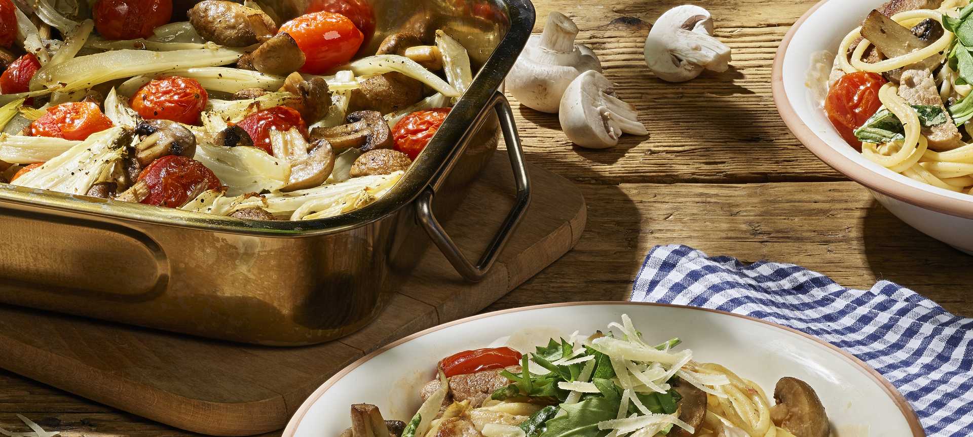 Rezeptbild für Pasta della Casa mit frischen Tomaten und Champignons