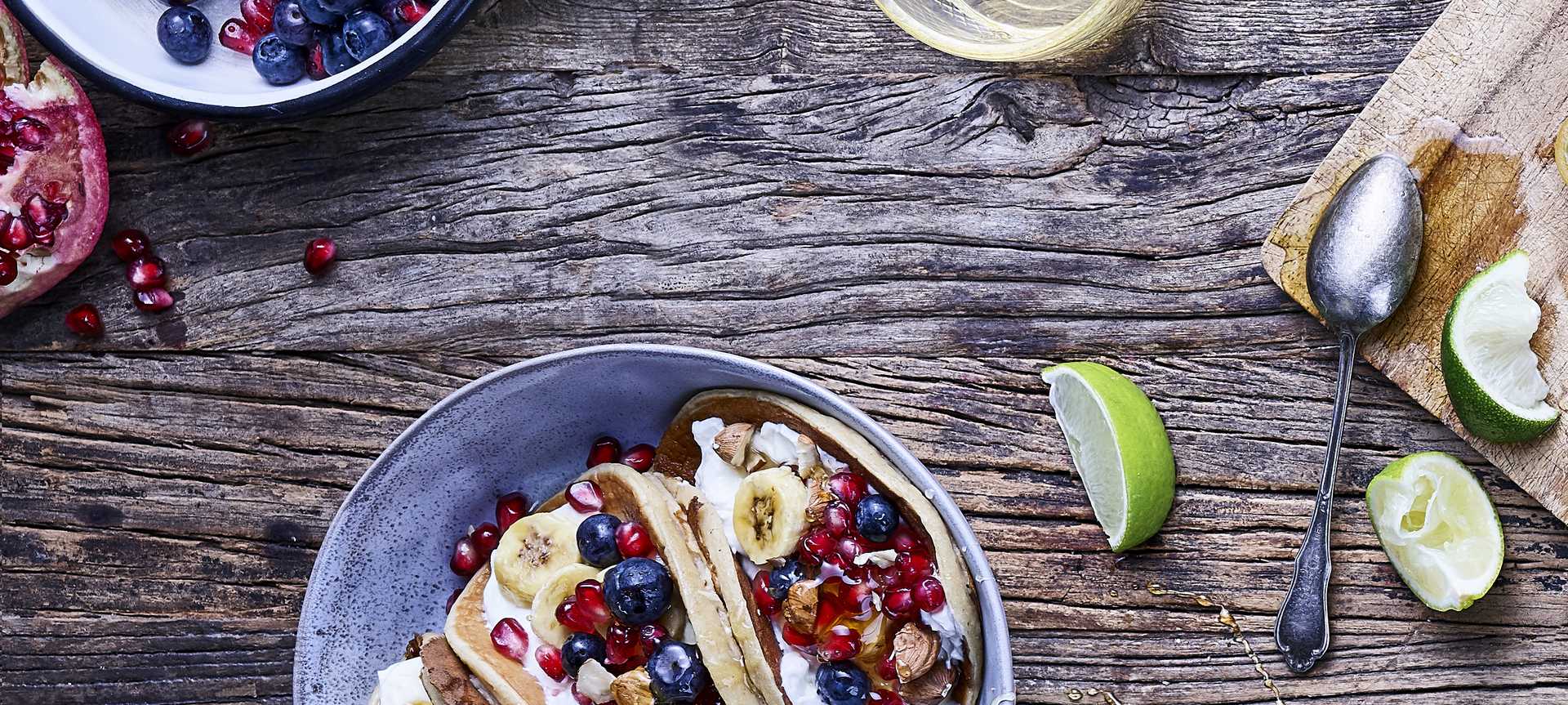 Rezeptbild für Protein Pancake-Tacos mit Limetten-Quark