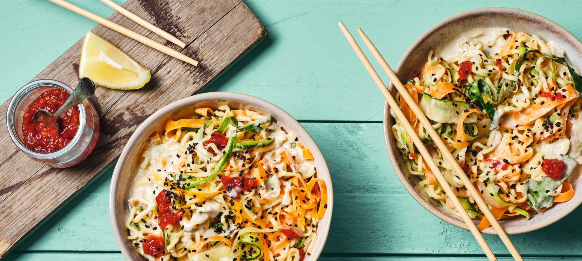 Rezeptbild für Vegane Ramen mit cremiger Tahini-Soße