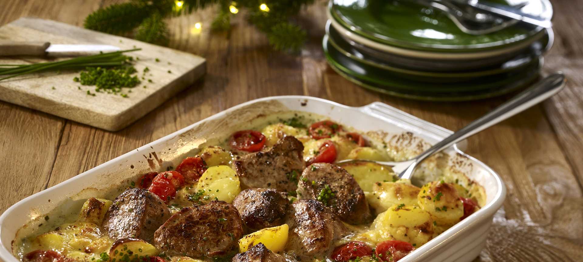 Rezeptbild für Saftiger Schweinefilet-Kartoffel-Auflauf