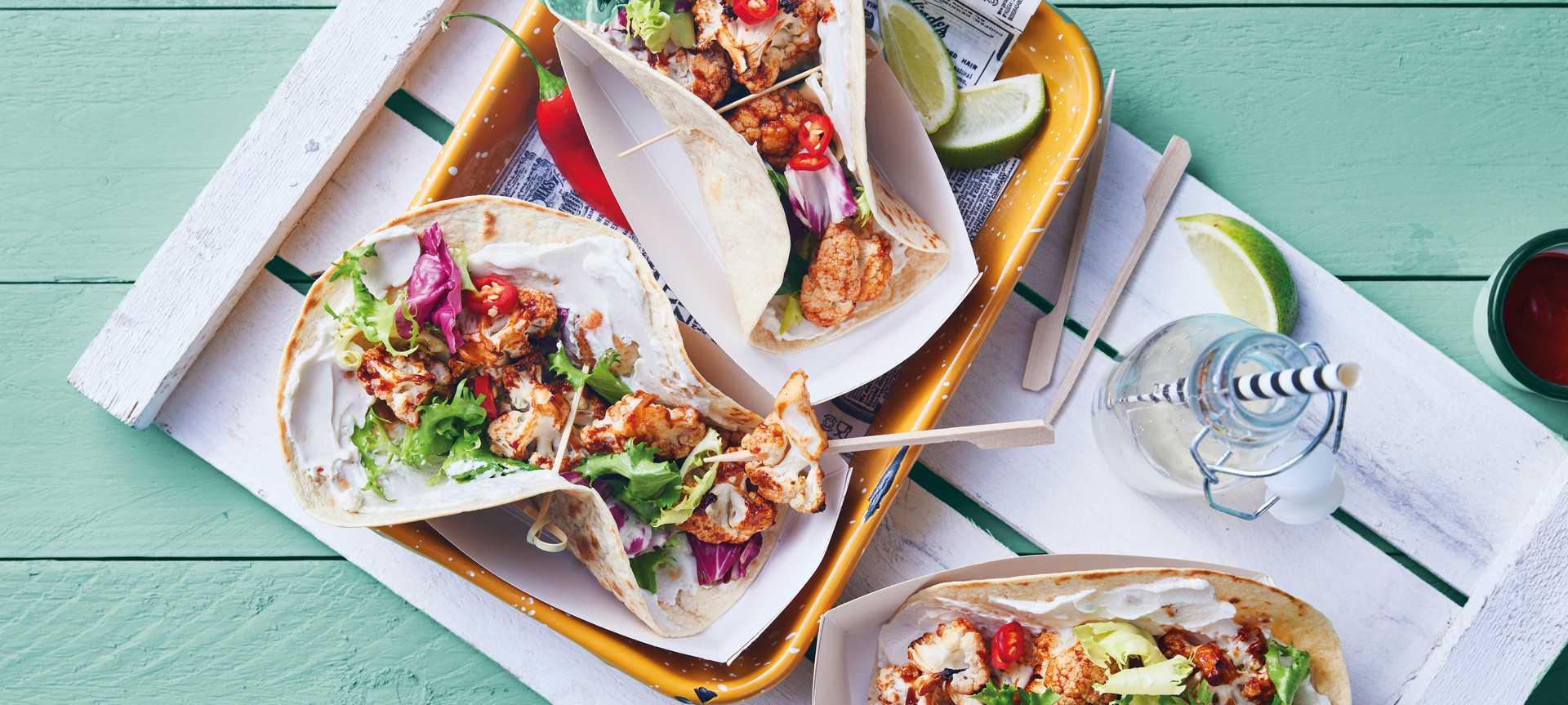 Rezeptbild für Vegane BBQ-Blumenkohl-Wraps