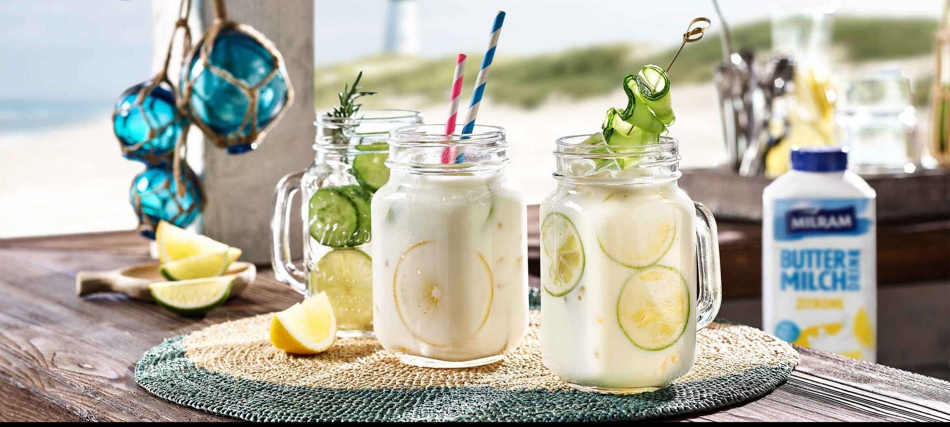 Rezeptbild für Eisgekühlter fruchtiger Zitronen Buttermilch Drink